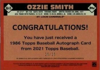 2021 Topps - 1986 Topps Baseball 35th Anniversary Autographs Gold #86A-OS Ozzie Smith Back