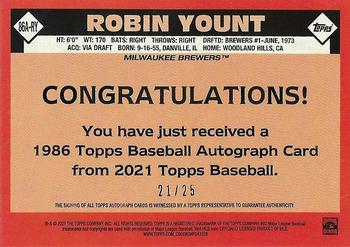 2021 Topps - 1986 Topps Baseball 35th Anniversary Autographs Gold #86A-RY Robin Yount Back