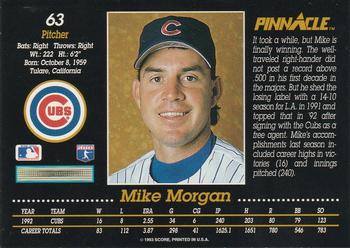 1993 Pinnacle #63 Mike Morgan Back