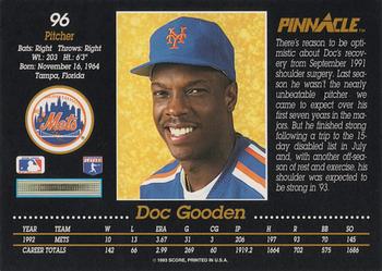 1993 Pinnacle #96 Doc Gooden Back