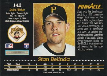 1993 Pinnacle #142 Stan Belinda Back