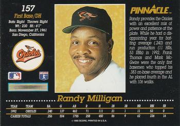 1993 Pinnacle #157 Randy Milligan Back