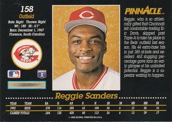 1993 Pinnacle #158 Reggie Sanders Back