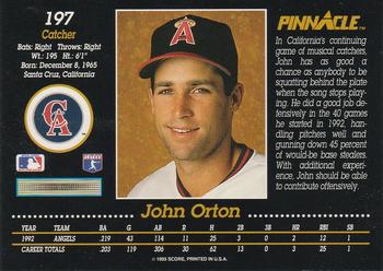 1993 Pinnacle #197 John Orton Back