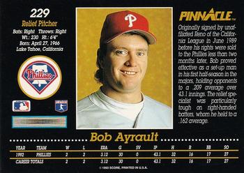 1993 Pinnacle #229 Bob Ayrault Back