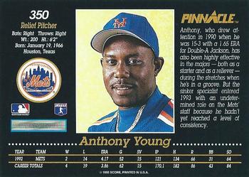 1993 Pinnacle #350 Anthony Young Back