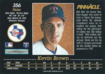 1993 Pinnacle #356 Kevin Brown Back