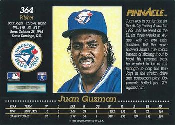 1993 Pinnacle #364 Juan Guzman Back
