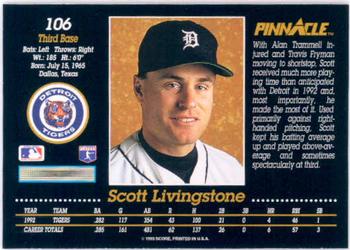 1993 Pinnacle #106 Scott Livingstone Back