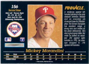 1993 Pinnacle #156 Mickey Morandini Back