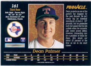 1993 Pinnacle #161 Dean Palmer Back