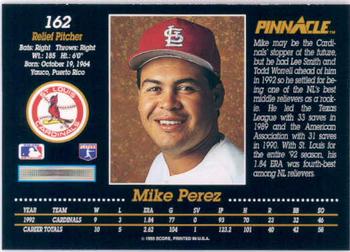 1993 Pinnacle #162 Mike Perez Back