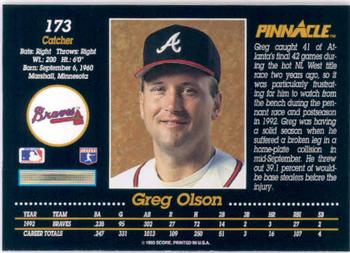1990 Topps Traded Greg Olson RC Atlanta Braves Baseball Card VFBMD