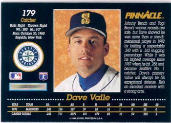 1993 Pinnacle #179 Dave Valle Back