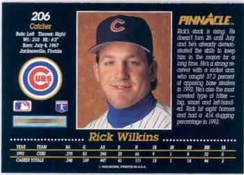 1993 Pinnacle #206 Rick Wilkins Back