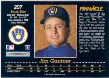 1993 Pinnacle #207 Jim Gantner Back