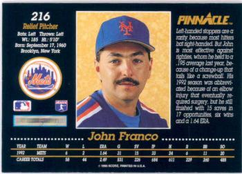 1993 Pinnacle #216 John Franco Back