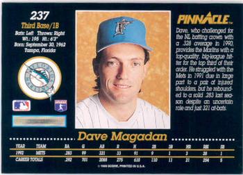 1993 Pinnacle #237 Dave Magadan Back