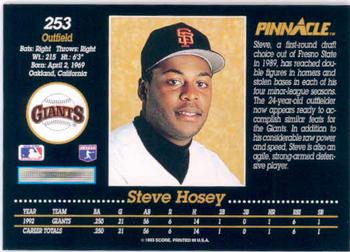 1993 Pinnacle #253 Steve Hosey Back