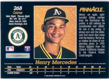 1993 Pinnacle #268 Henry Mercedes Back