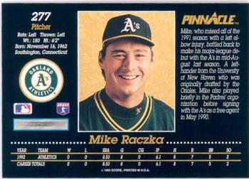 1993 Pinnacle #277 Mike Raczka Back