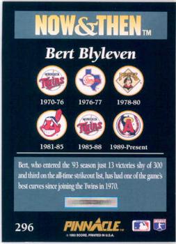 1993 Pinnacle #296 Bert Blyleven Back