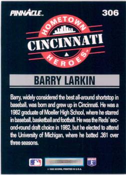 1993 Pinnacle #306 Barry Larkin Back