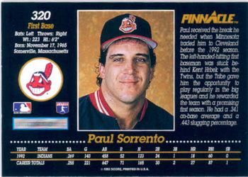 1993 Pinnacle #320 Paul Sorrento Back