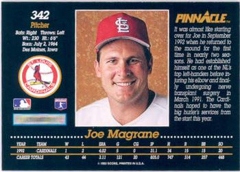 1993 Pinnacle #342 Joe Magrane Back