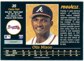 1993 Pinnacle #35 Otis Nixon Back