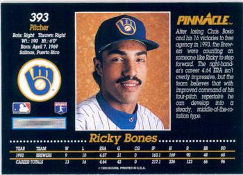 1993 Pinnacle #393 Ricky Bones Back