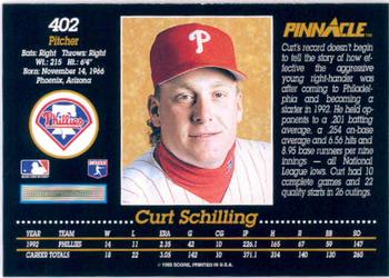 1993 Pinnacle #402 Curt Schilling Back