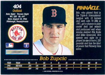 1993 Pinnacle #404 Bob Zupcic Back