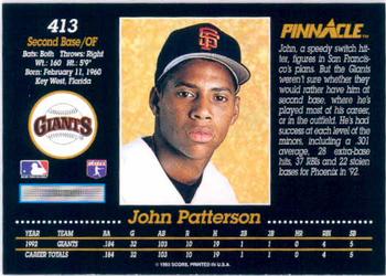 1993 Pinnacle #413 John Patterson Back