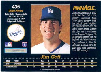 1993 Pinnacle #435 Jim Gott Back