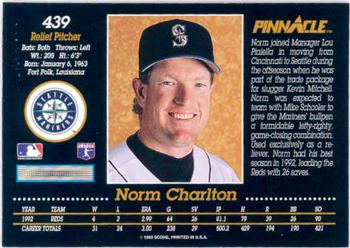 1993 Pinnacle #439 Norm Charlton Back
