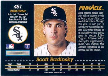 1993 Pinnacle #451 Scott Radinsky Back