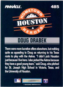 1993 Pinnacle #485 Doug Drabek Back