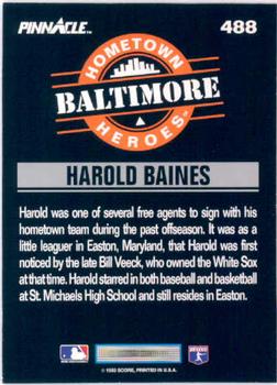 1993 Pinnacle #488 Harold Baines Back