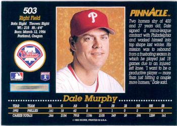 1993 Pinnacle #503 Dale Murphy Back
