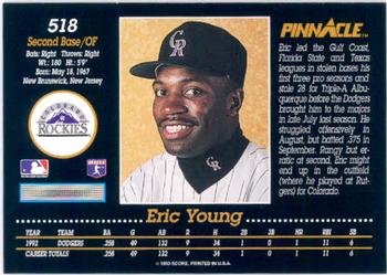 1993 Pinnacle #518 Eric Young Back