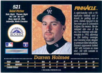 1993 Pinnacle #521 Darren Holmes Back