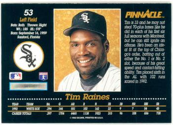 1993 Pinnacle #53 Tim Raines Back