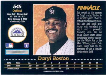 1993 Pinnacle #545 Daryl Boston Back