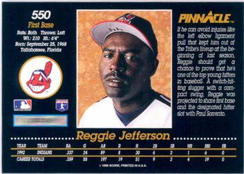 1993 Pinnacle #550 Reggie Jefferson Back