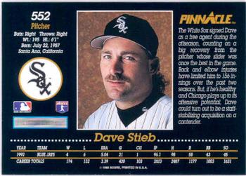 1993 Pinnacle #552 Dave Stieb Back