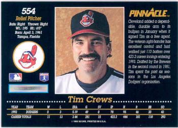 1993 Pinnacle #554 Tim Crews Back