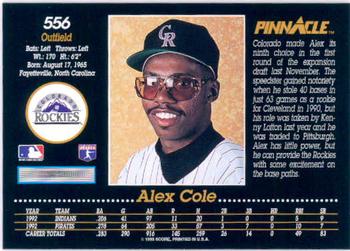 1993 Pinnacle #556 Alex Cole Back