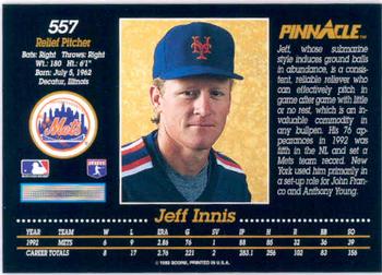 1993 Pinnacle #557 Jeff Innis Back