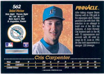 1993 Pinnacle #562 Cris Carpenter Back